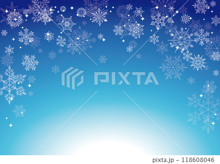 雪の結晶が美しい背景用ベクターイラスト（青系） 118608046