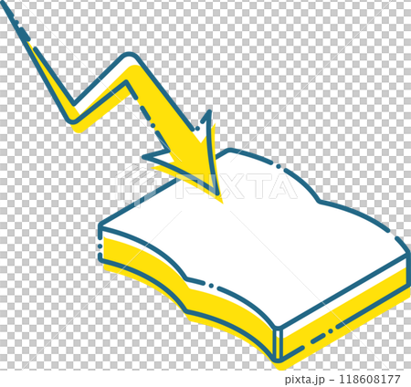 簡單的等軸書、筆記和箭頭插圖 118608177