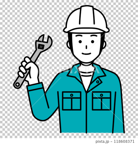 Male worker with a monkey wrench Male worker with a monkey wrench 118608371
