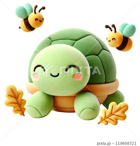 3D cute turtle in autumn のイラスト素材 [118608721] - PIXTA