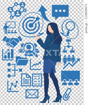 思考商業策略的女商人的插圖 118609071