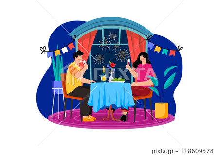 New years Eve Illustration concept. Flat illustration isolated on white background 118609378