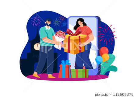New years Eve Illustration concept. Flat illustration isolated on white background 118609379