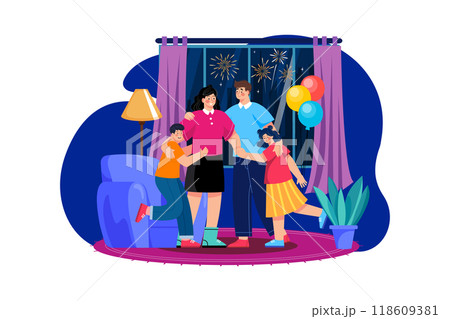 New years Eve Illustration concept. Flat illustration isolated on white background 118609381