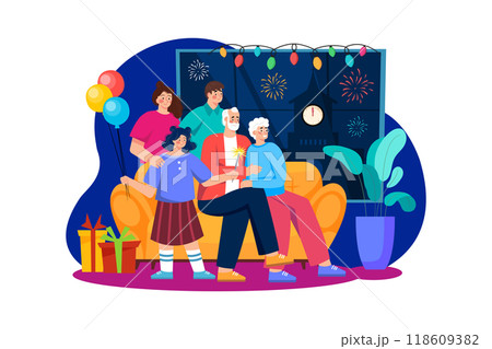 New years Eve Illustration concept. Flat illustration isolated on white background 118609382