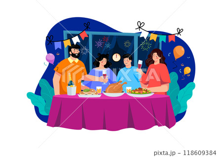 New years Eve Illustration concept. Flat illustration isolated on white background 118609384