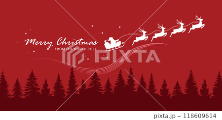 christmas banner santa claus in a sleigh with reindeer vector illustration 118609614