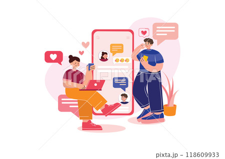 Valentines Day Illustration concept. Flat illustration isolated on white background Valentines Day Illustration concept. Flat illustration isolated on white background 118609933