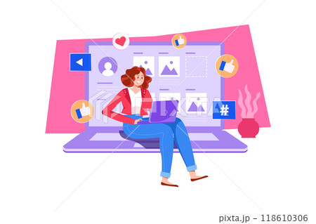 Blogger doing content management 118610306