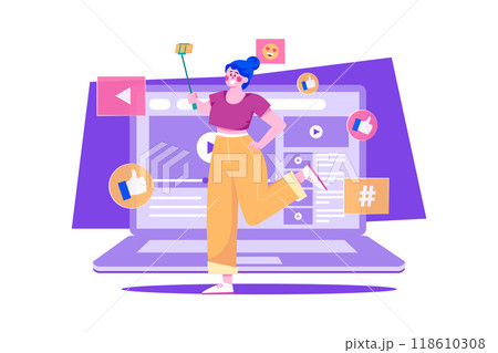 Content creator recording video Content creator recording video 118610308