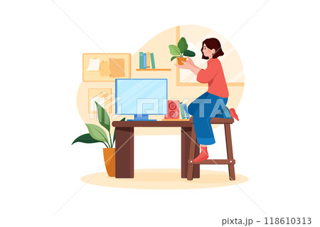 Remote Working Illustration concept. Flat illustration isolated on white background Remote Working Illustration concept. Flat illustration isolated on white background 118610313