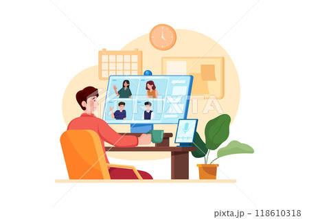 Remote Working Illustration concept. Flat illustration isolated on white background 118610318