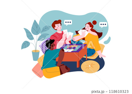 Family playing board game together 118610323
