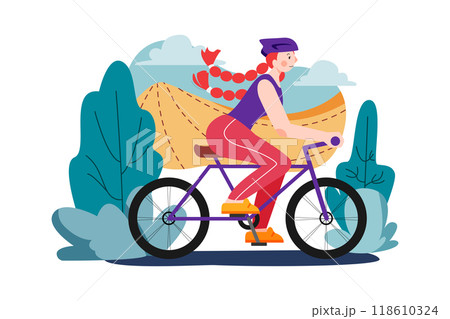 Girl doing physical workout by cycling 118610324