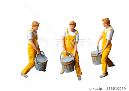 Miniature people painter isolate on white background with clipping path Miniature people painter isolate on white background with clipping path 118610939