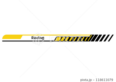 Car race stripe. Automobile identity. Vehicle marking element for transport modifying. Speed line, racing tuning strip or car sticker. Vector illustration isolated on white background 118611079