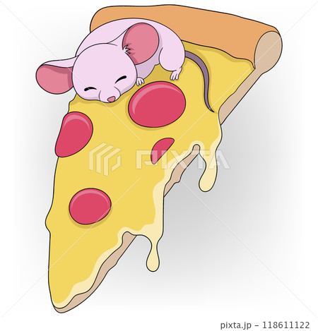 baby rat sleeping comfortably on pizza baby rat sleeping comfortably on pizza 118611122