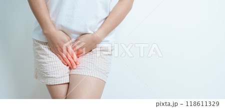 Woman having abdomen pain. Ovarian and Cervical cancer, Cervix disorder, Endometriosis, Hysterectomy, Uterine fibroids, Reproductive, urinary,  candidiasis,  menstrual, Stomach, Pregnancy and Sexual 118611329