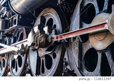 蒸気機関車の動輪とロッド類 蒸気機関車の動輪とロッド類 118611397