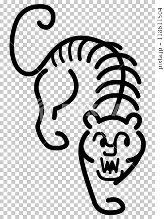 線画の虎の骨組み 118611504