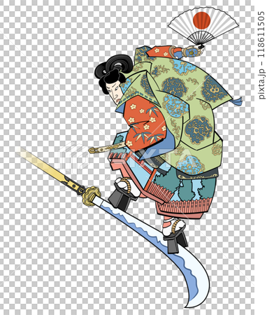 長刀に乗って避ける源義経 118611505