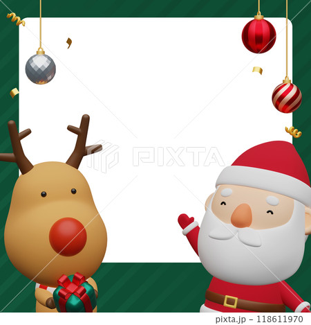 Christmas card news template santa and Rudolph 118611970