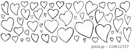 Hand drawn Valentines heart with chalk, crayon, lipstick grunge texture. Vector stoke illustration isolated on white background for decoration template greeting card, invitation, banner, menu. EPS10 Hand drawn Valentines heart with chalk, crayon, lipstick grunge texture. Vector stoke illustration isolated on white background for decoration template greeting card, invitation, banner, menu. EPS10 118612157