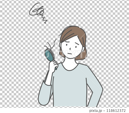 抜け毛を気にする女性 抜け毛を気にする女性 118612372