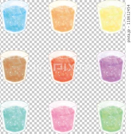 色々な種類のコールドドリンクのイラストセット（ストローなし） 118612454