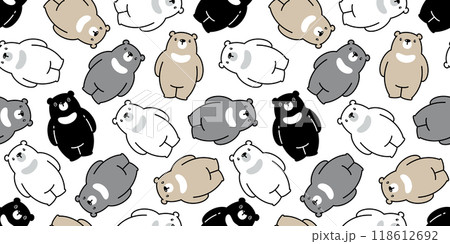 bear polar seamless pattern fat teddy doll color vector pet doodle cartoon scarf isolated gift wrapping paper tile background repeat wallpaper illustration design 118612692