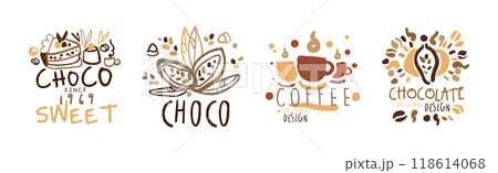 Chocolate and Coffee Original Label and Logo Design Vector Set Chocolate and Coffee Original Label and Logo Design Vector Set 118614068