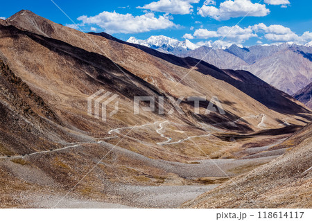 Himalayan landscape with road, Ladakh, India 118614117