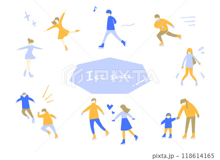 アイススケートをする人々のイラストセット 118614165