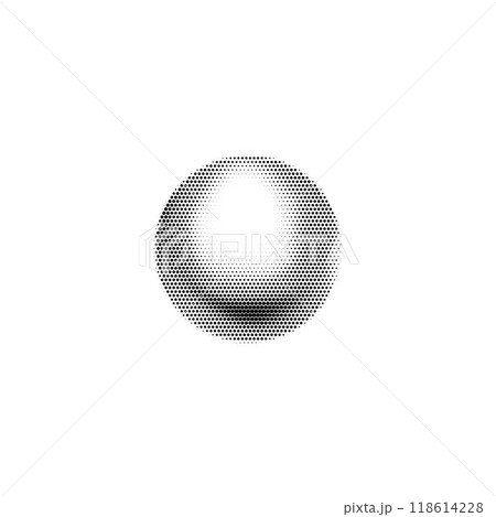 Vector illustration featuring grainy gradient of black dots forming a circle. 118614228