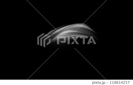 Wind effect, air steam, white air flow wave realistic vector effect, fumes motion, bright blur spray of powder or vapor 118614257