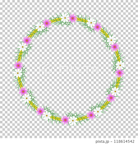 波斯菊圓形裝飾框圖 118614542