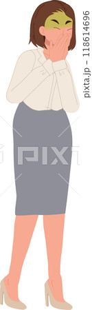 Female Health. Sick Woman Feeling Nauseous and Ready to Vomit Due to Unpleasant Odor 118614696