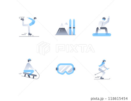 Winter sports and fun - flat design style icons set Winter sports and fun - flat design style icons set 118615454