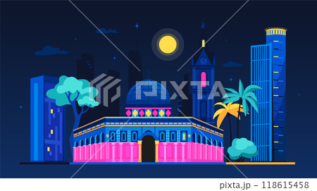 Old and new Jerusalem - modern colored vector illustration Old and new Jerusalem - modern colored vector illustration 118615458