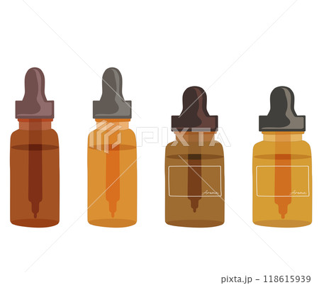 遮光瓶やスポイトボトル、ガラス瓶などのシンプルなイラスト 遮光瓶やスポイトボトル、ガラス瓶などのシンプルなイラスト 118615939