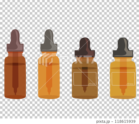 Simple illustrations of opaque bottles, dropper bottles, glass bottles, etc. 118615939