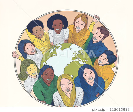 世界地図とグローバルな繋がりのイメージ素材 世界地図とグローバルな繋がりのイメージ素材 118615952