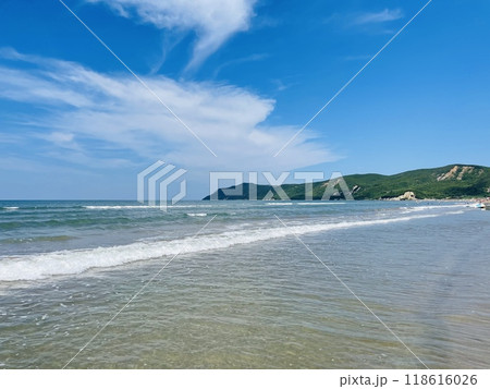 Rocky beach and crystal turquoise water of Ionian Sea in Albania. Rocky beach and crystal turquoise water of Ionian Sea in Albania. 118616026