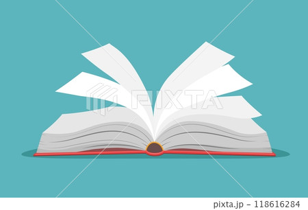 Opened book with fluttering pages Opened book with fluttering pages 118616284