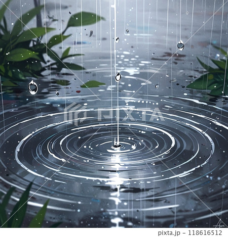 水面に反射する波紋 118616512