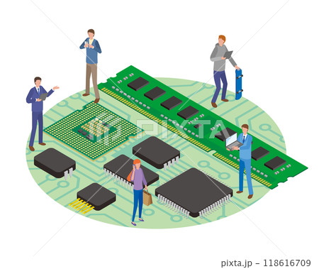 半導体電子部品と人々 118616709