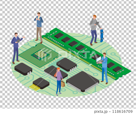 半導体電子部品と人々 118616709