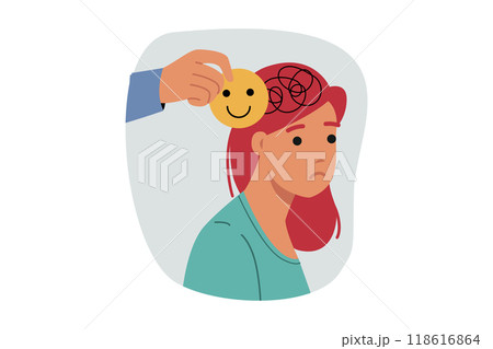 Psychological assistance for depressed woman who has become victim of mental disorder 118616864