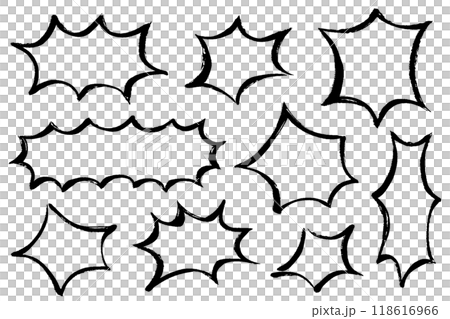 Illustration set of brush-written jagged speech bubbles 118616966