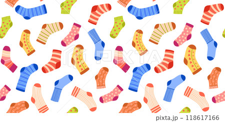 Seamless pattern with cute socks. Vector repeat background 118617166